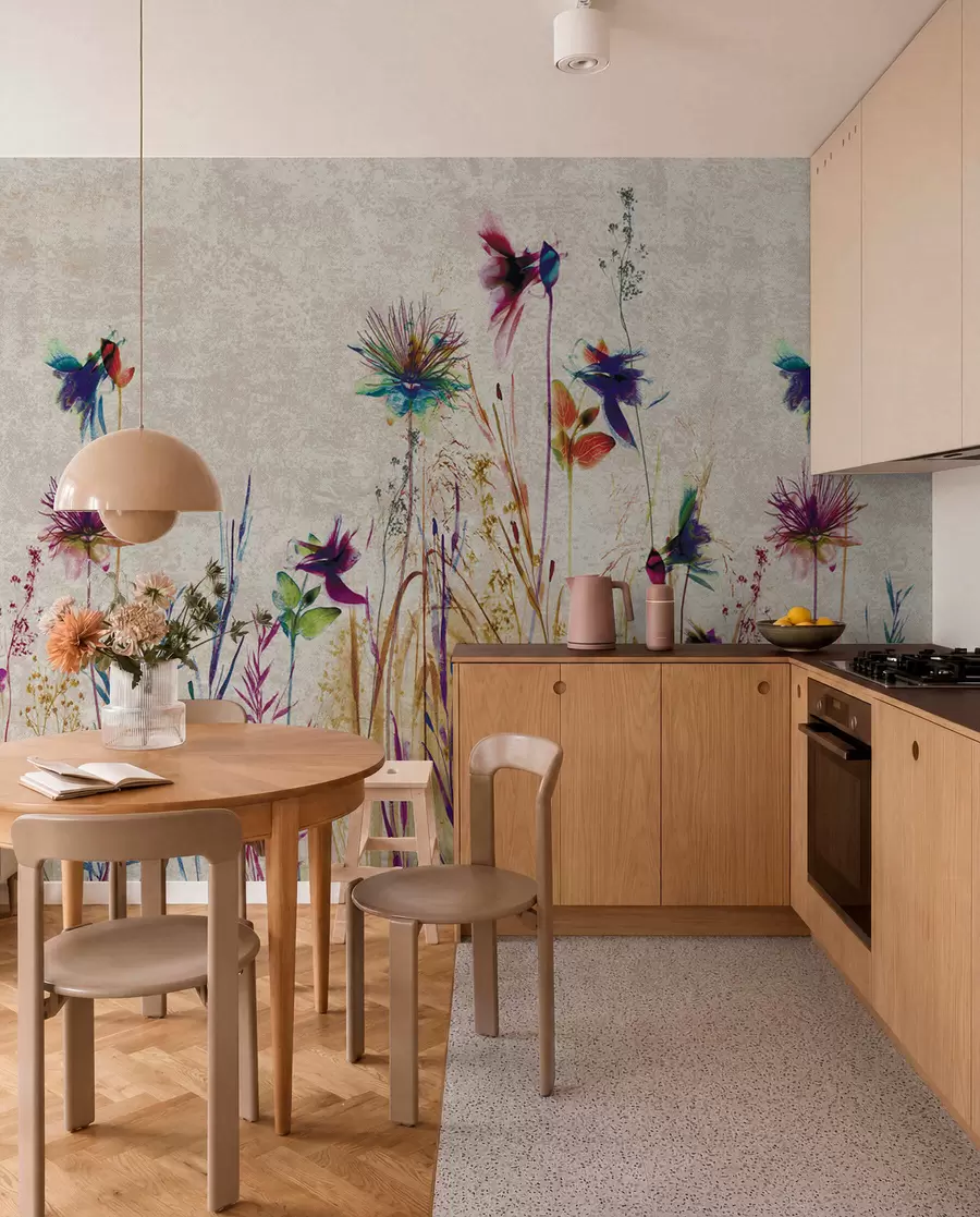 murais de parede Flores altas incomuns em um fundo bege u93672