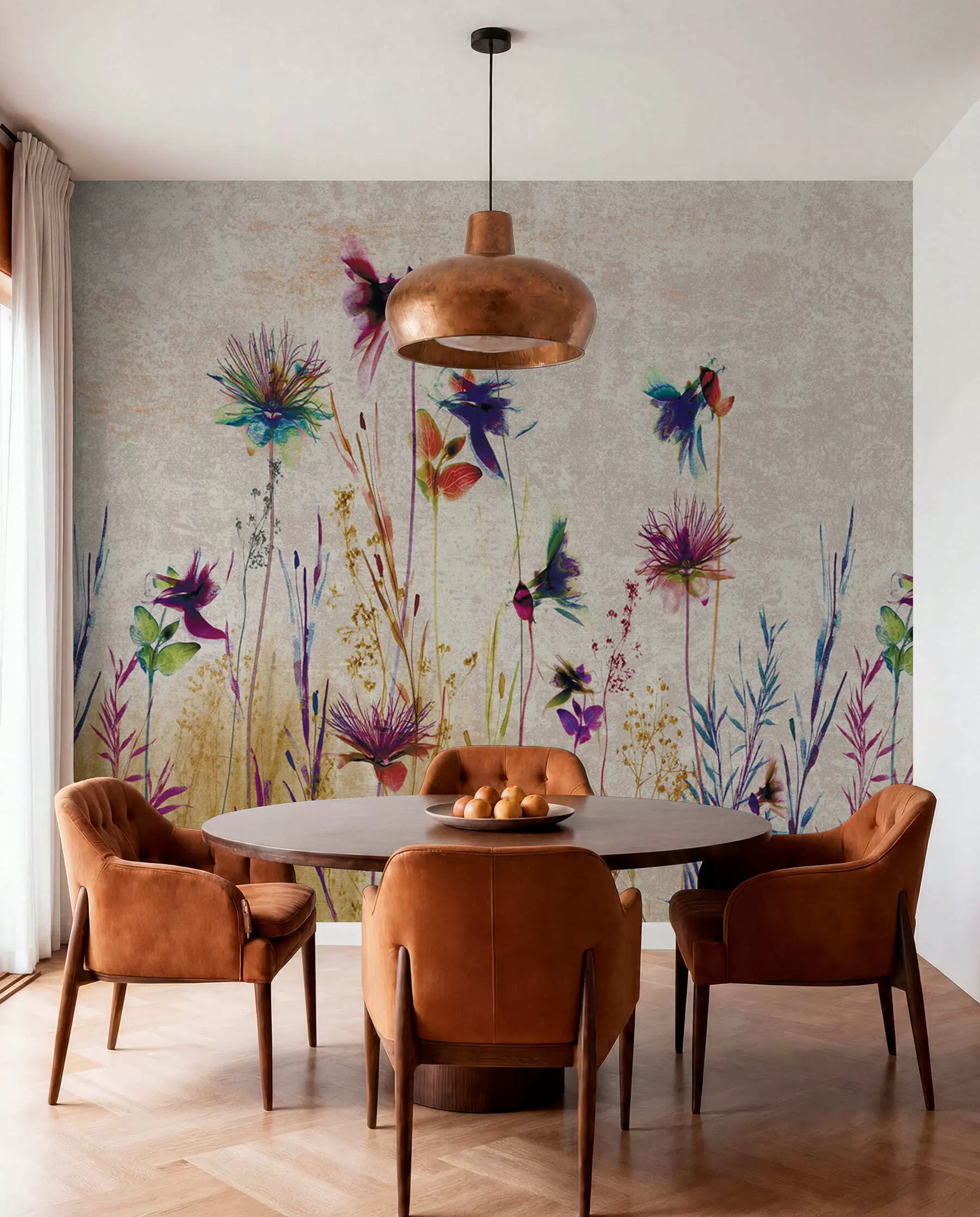 murais de parede Flores altas incomuns em um fundo bege u93672
