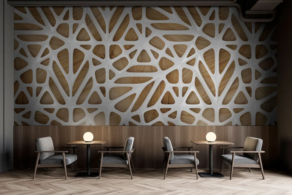 murais de parede Padrão branco sobre um fundo bege u93676