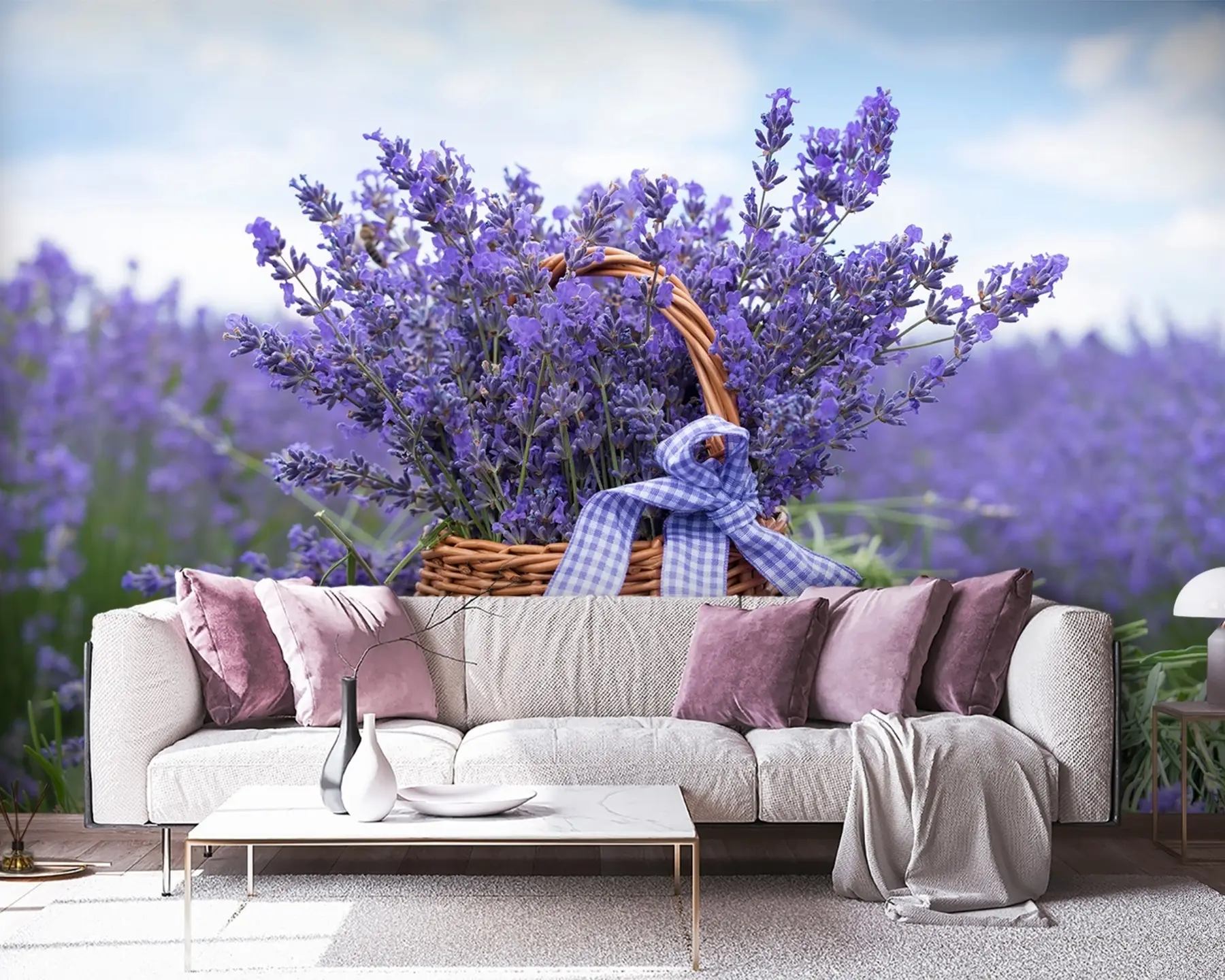 murais de parede Cesta com lavanda u92974