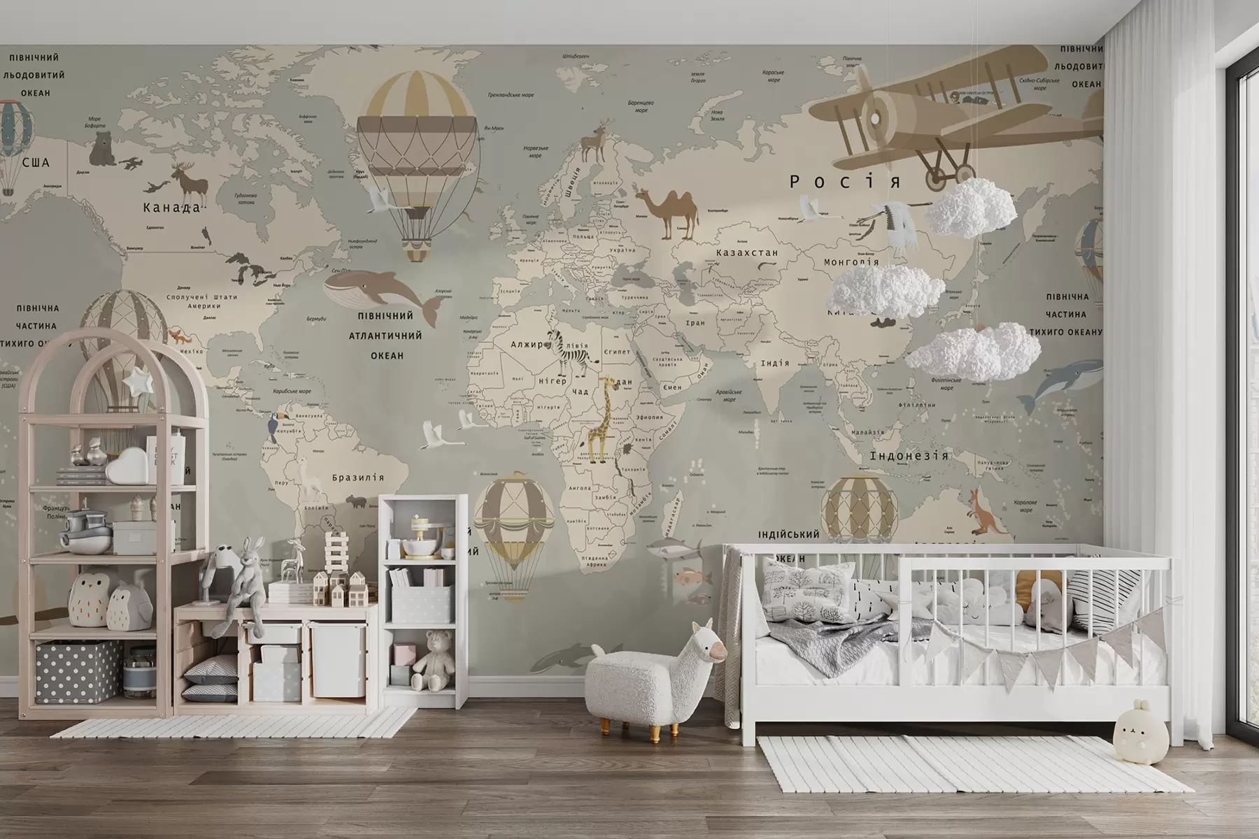 murais de parede Mapa infantil do mundo, airshow u60128