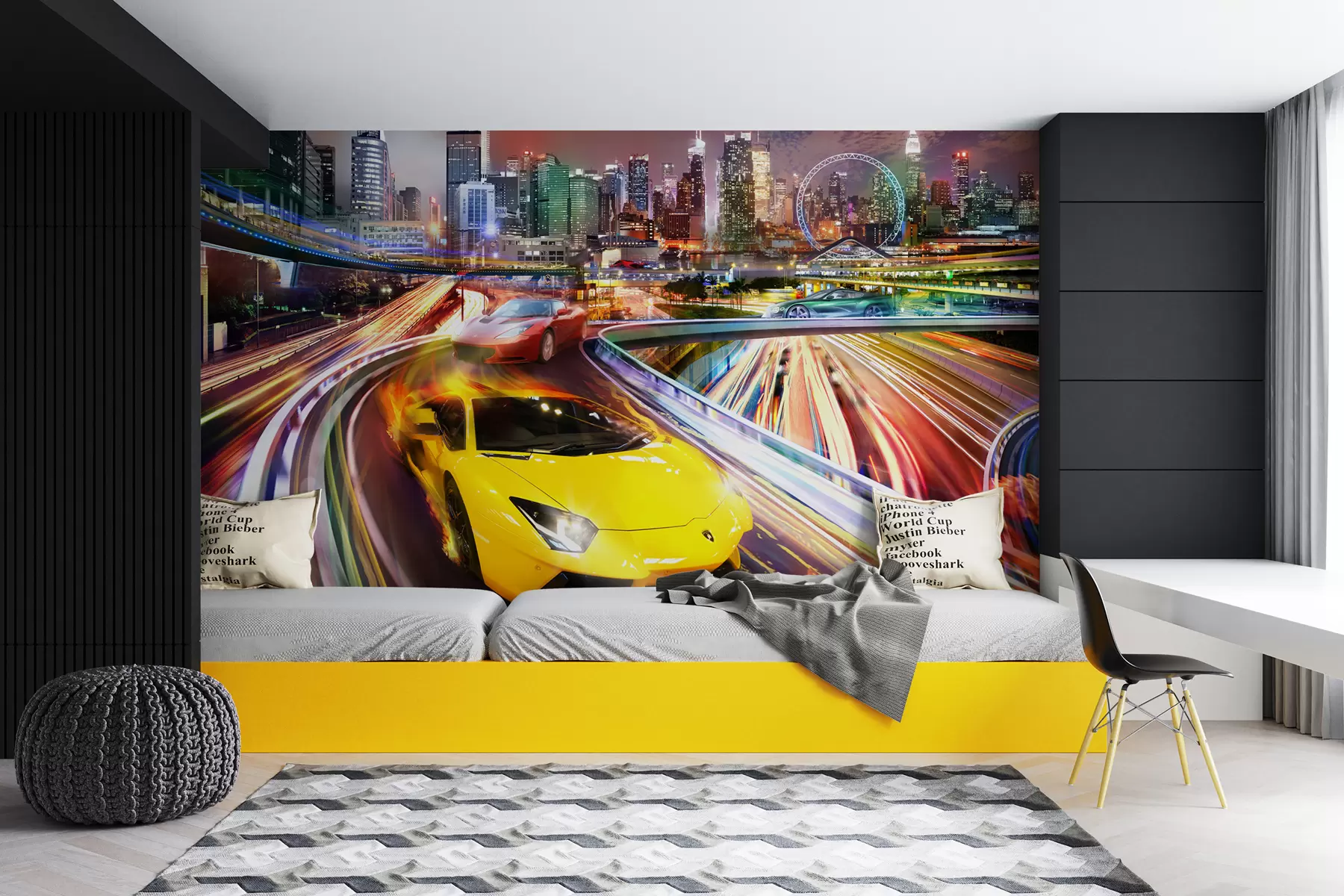 murais de parede Pneu, edifício e céu u64341