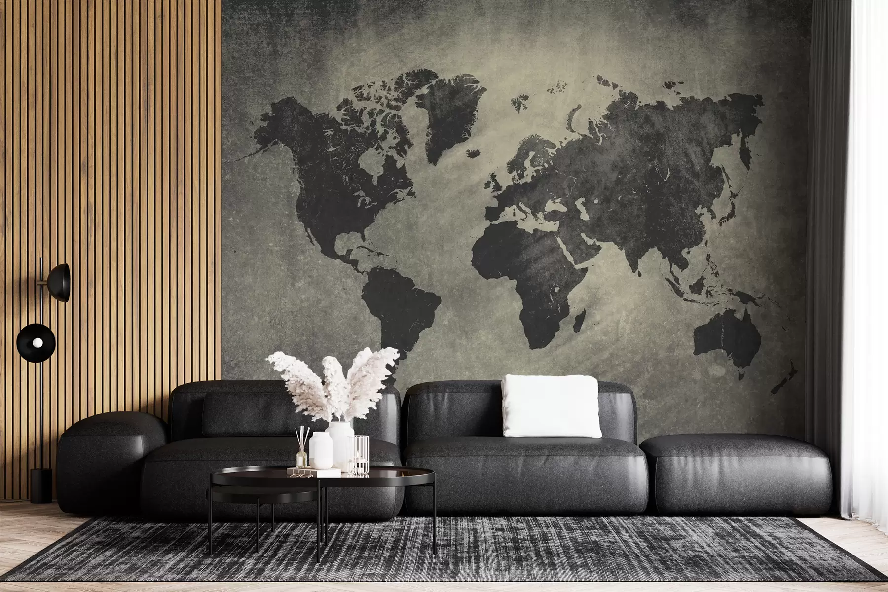 murais de parede Brown, mundo e mapa u68156