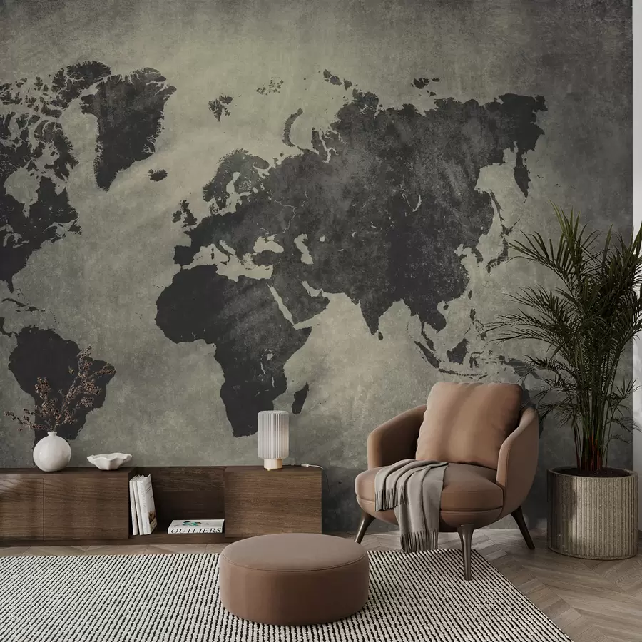 murais de parede Brown, mundo e mapa u68156