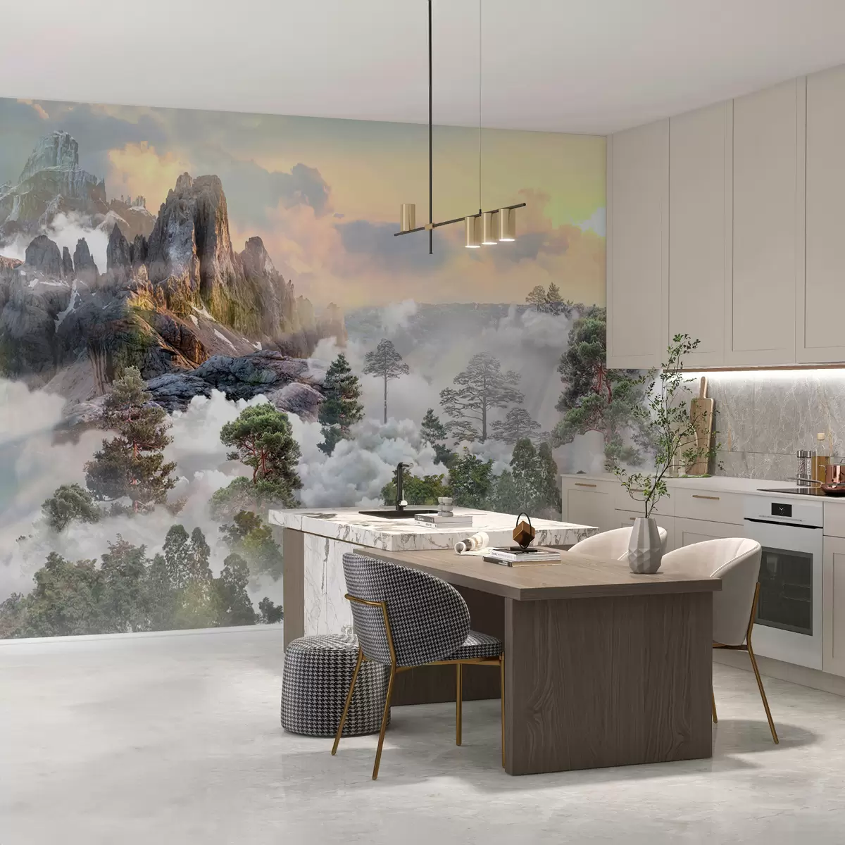 murais de parede Floresta de pinheiros na névoa u80212