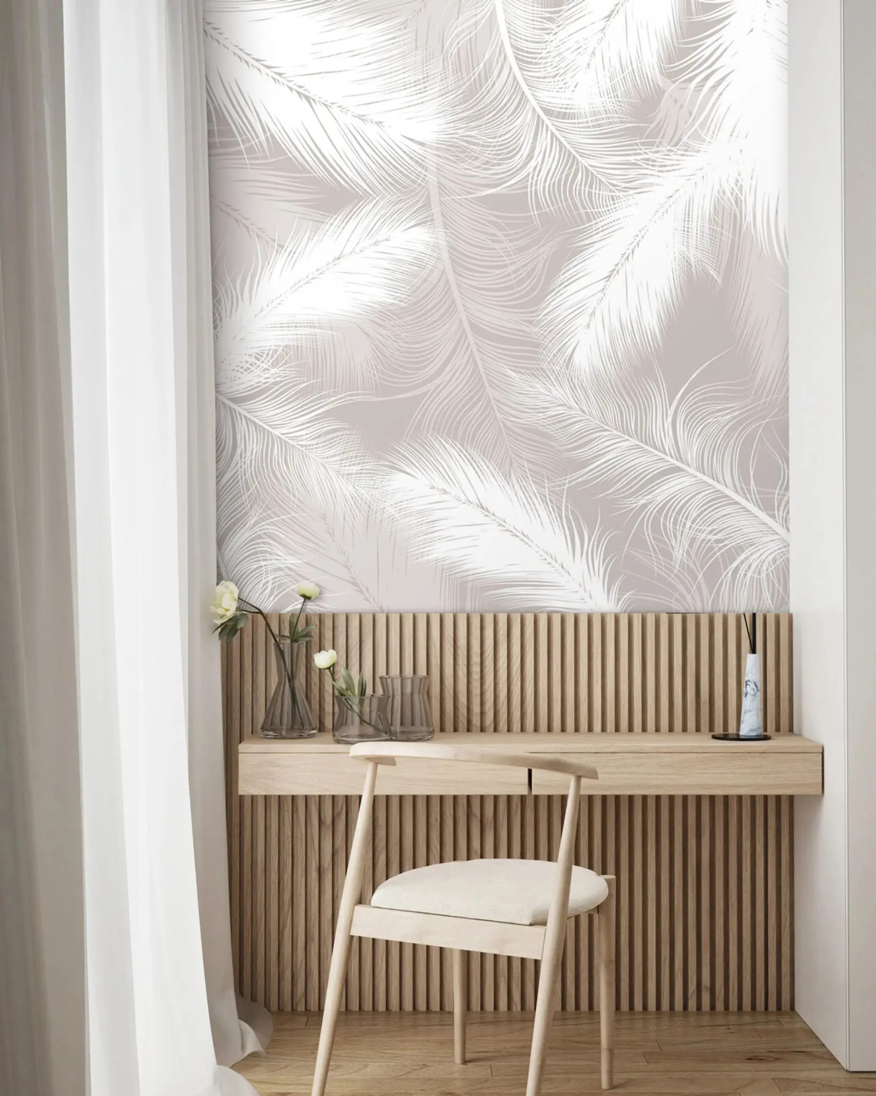 murais de parede Penas brancas suaves u74474