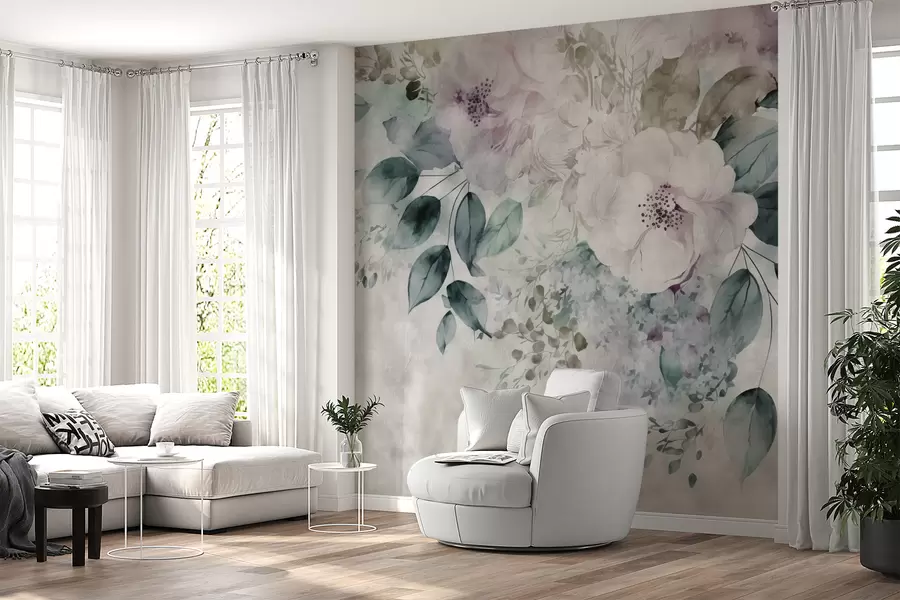murais de parede Delicadas flores em aquarela u93940