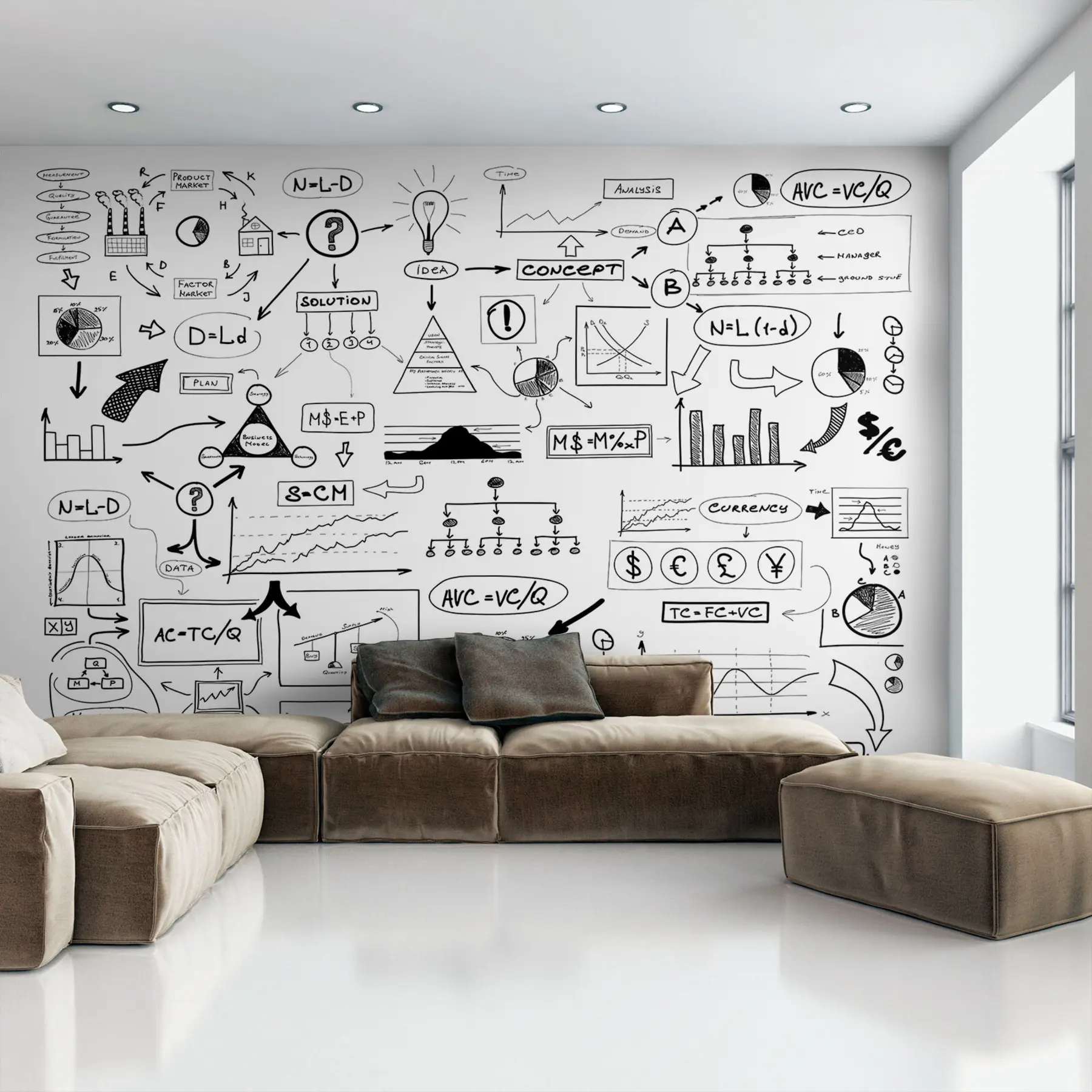 murais de parede Desenho preto e branco de muitos elementos u75180