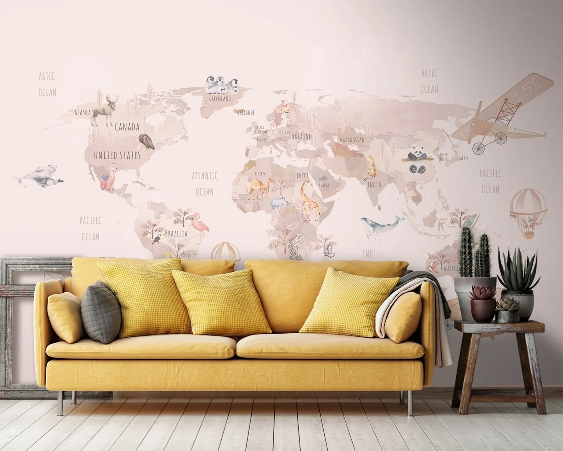 murais de parede Mapa mundi para meninas u93908