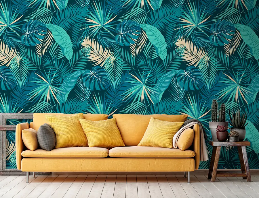 murais de parede Folhas de palmeira da selva tropical u74835