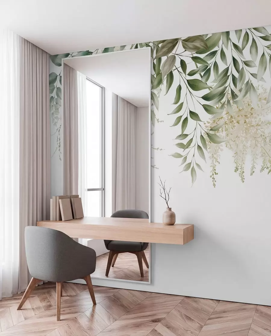 murais de parede Quadro floral com verdes aquarela u94197