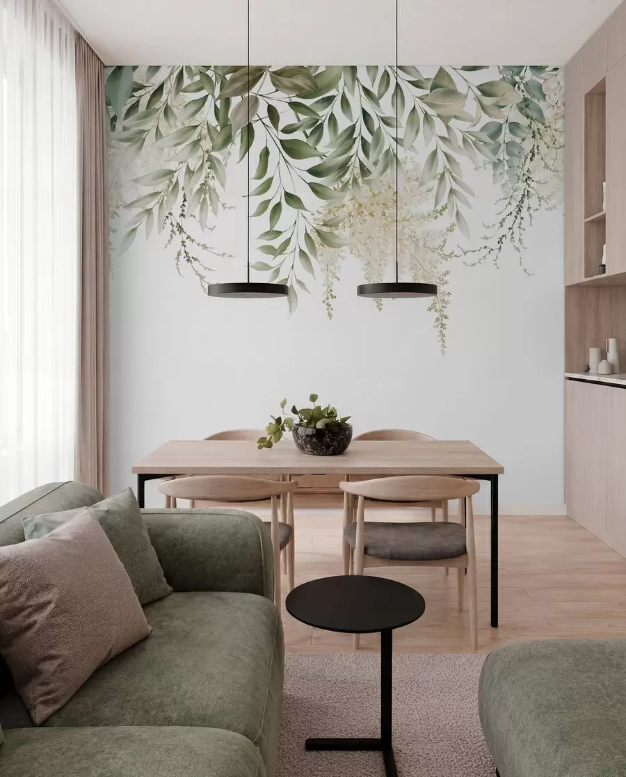 murais de parede Quadro floral com verdes aquarela u94197