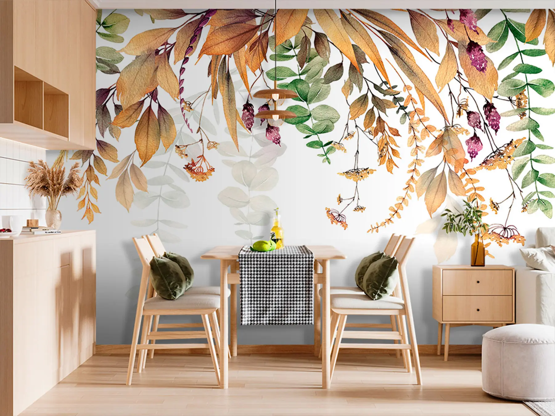 murais de parede Quadro floral com folhas de outono u94198