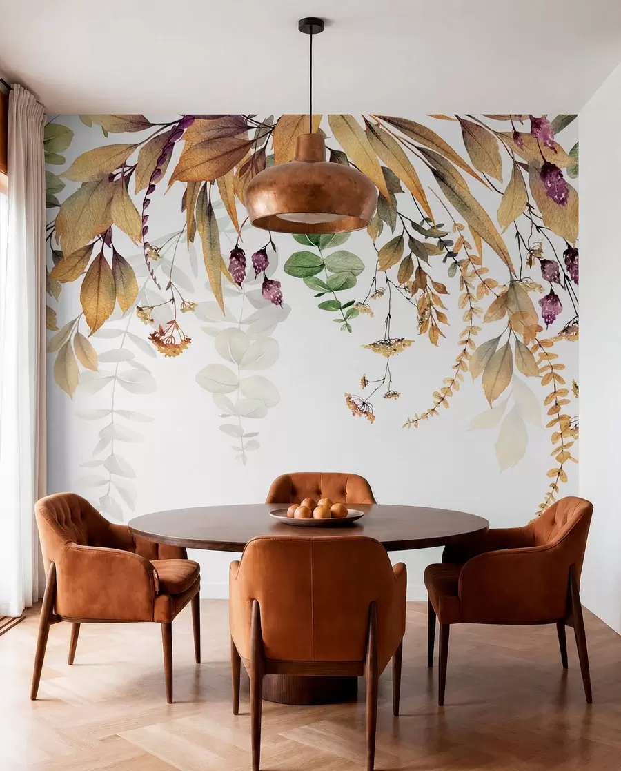 murais de parede Quadro floral com folhas de outono u94198