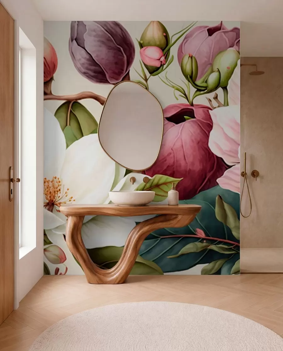 murais de parede Pincel de luz de flores em aquarela u70654