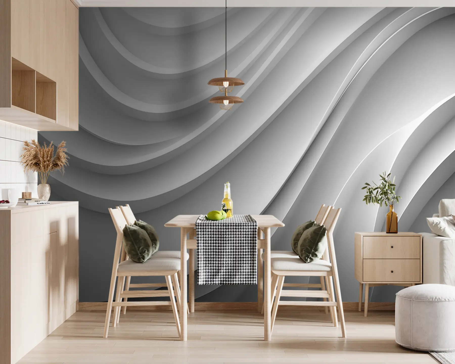 murais de parede ondas 3d brancas u94078