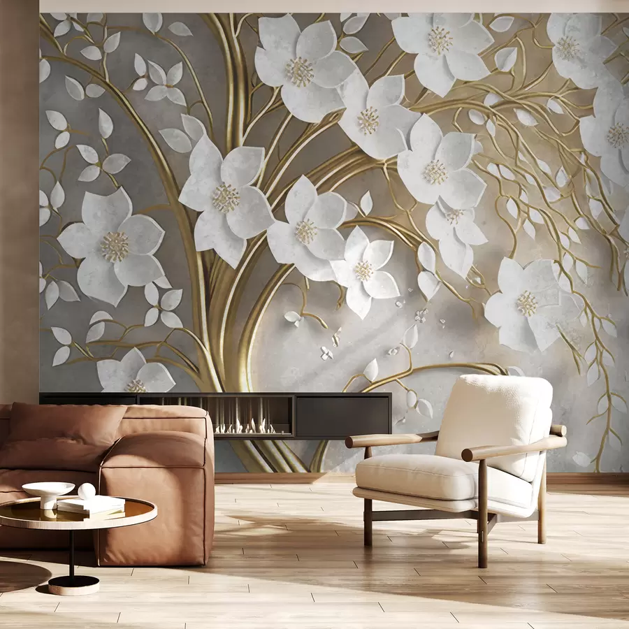 murais de parede árvore com flores brancas u94015