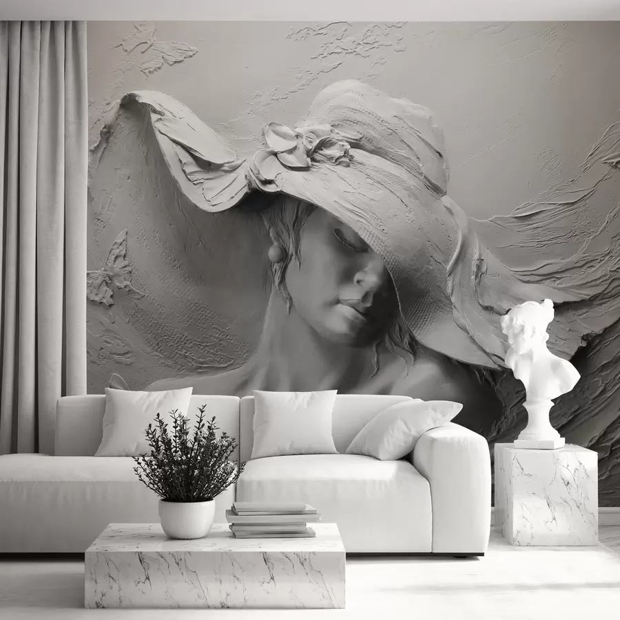 murais de parede Mulher em um chapéu 3D u62592