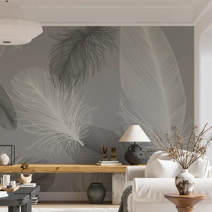 murais de parede Penas brancas e pretas u04919