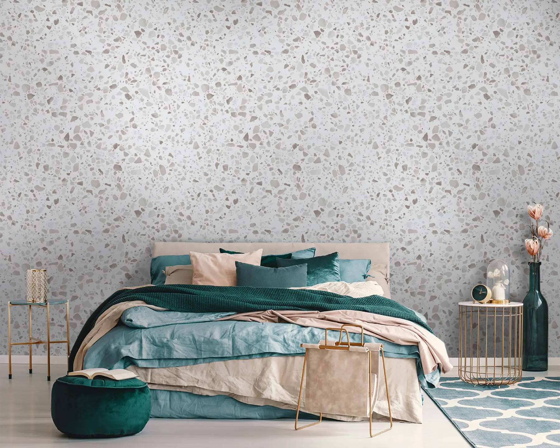 murais de parede Terrazzo, mosaico com pedras naturais, granito, mármore, quartzo, concreto u94304