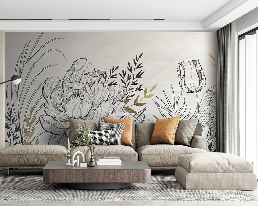 murais de parede folhagem de flores u94307