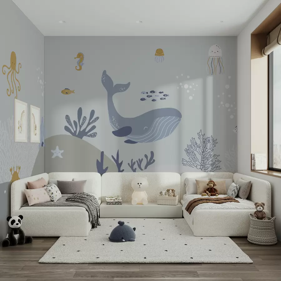 murais de parede Vida marinha, baleia fofa u94308