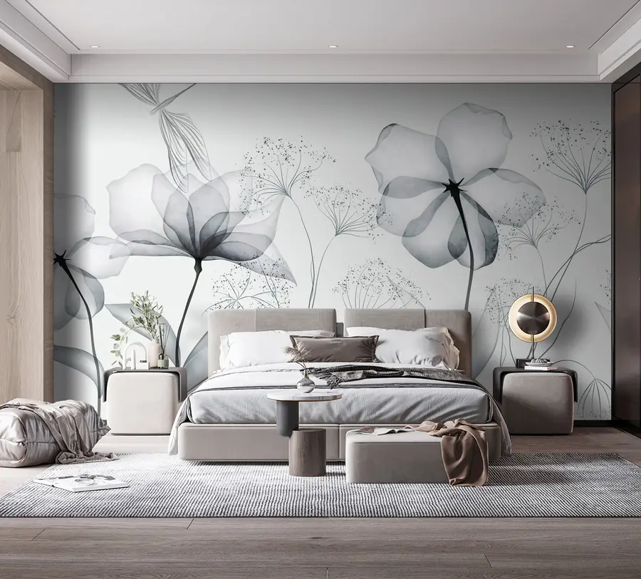 murais de parede Flores e plantas em estilo aquarela u94319
