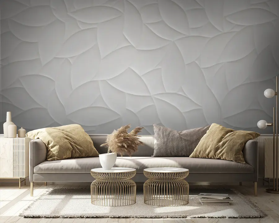 murais de parede folhas 3D brancas u75830