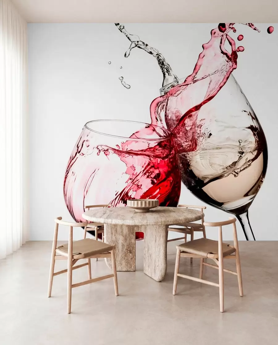 murais de parede Vinho branco e tinto em taças u75563