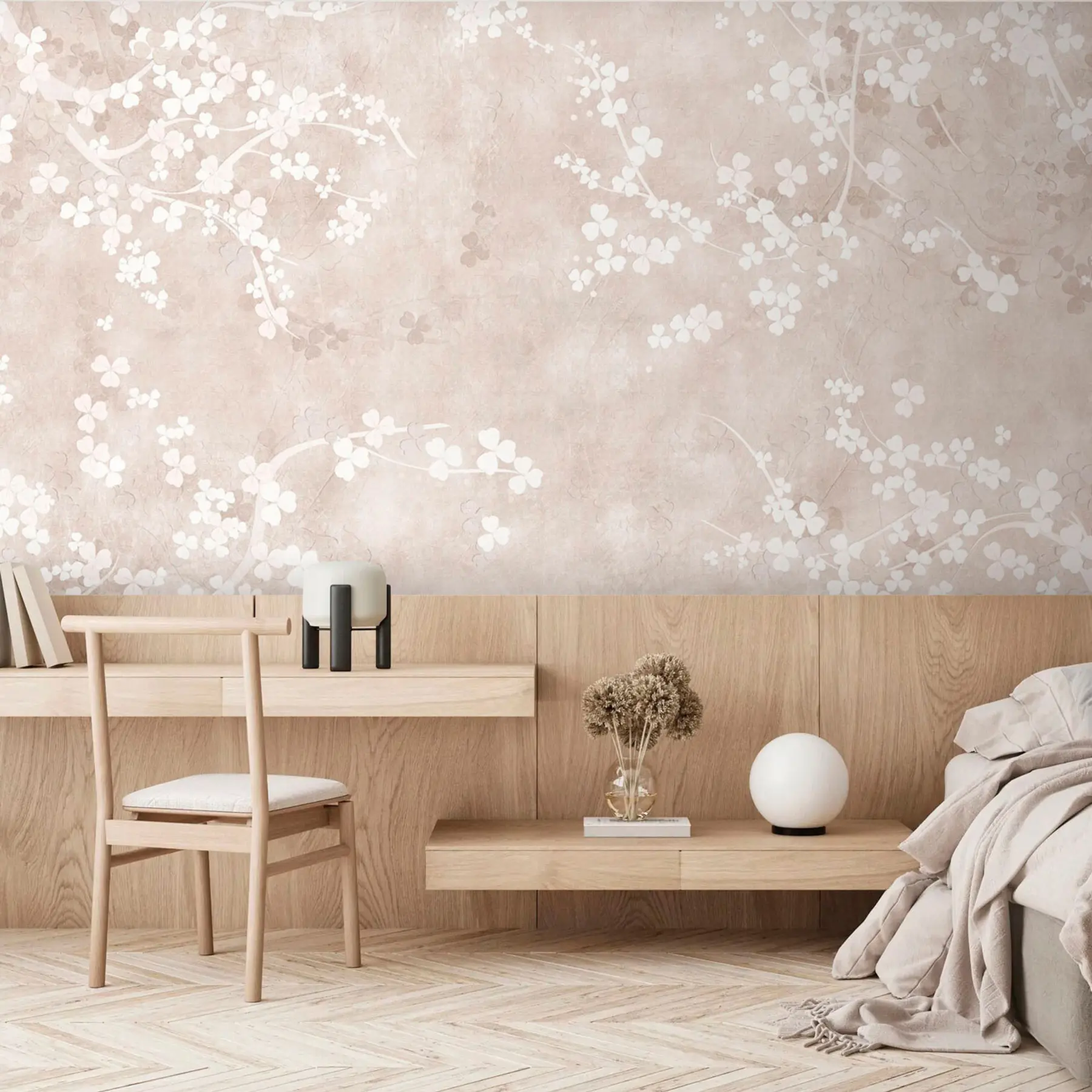 murais de parede Galhos e flores frágeis brancos u94458