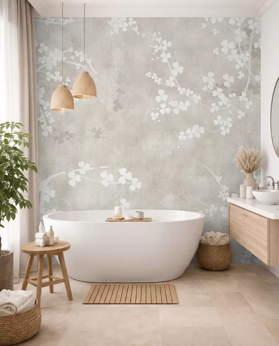 murais de parede Galhos e flores frágeis brancos u94458