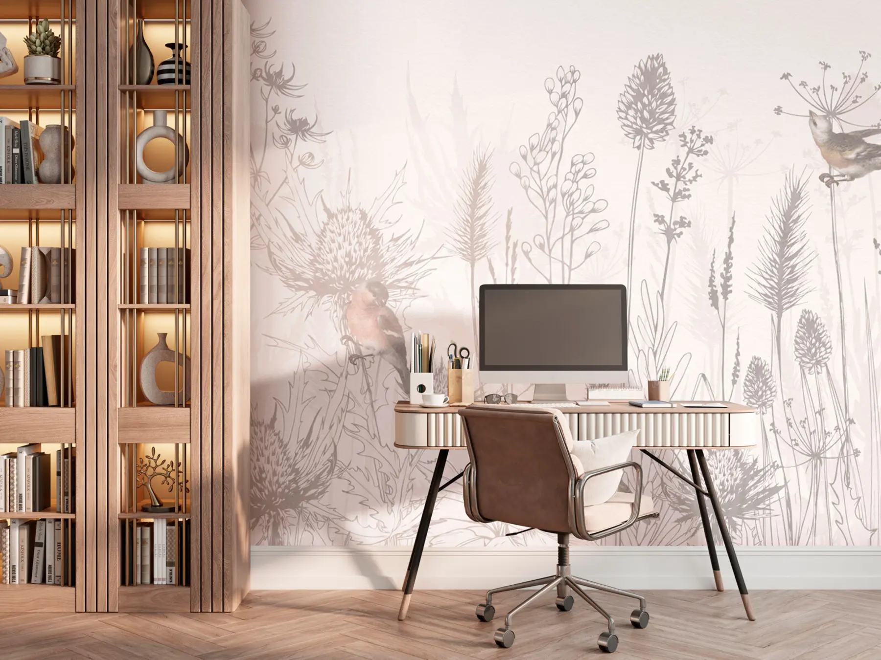 murais de parede passarinhos no gramado u94459