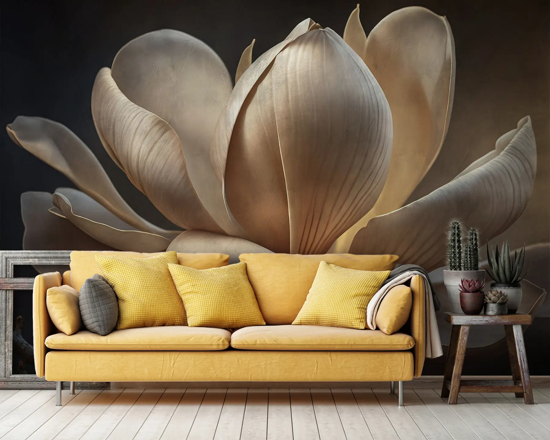 murais de parede Flor grande em um fundo escuro u94507