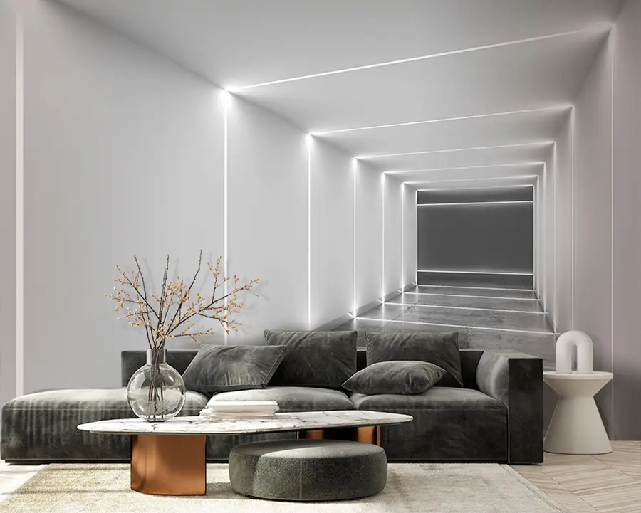 murais de parede Túnel branco com piso de concreto polido u95075