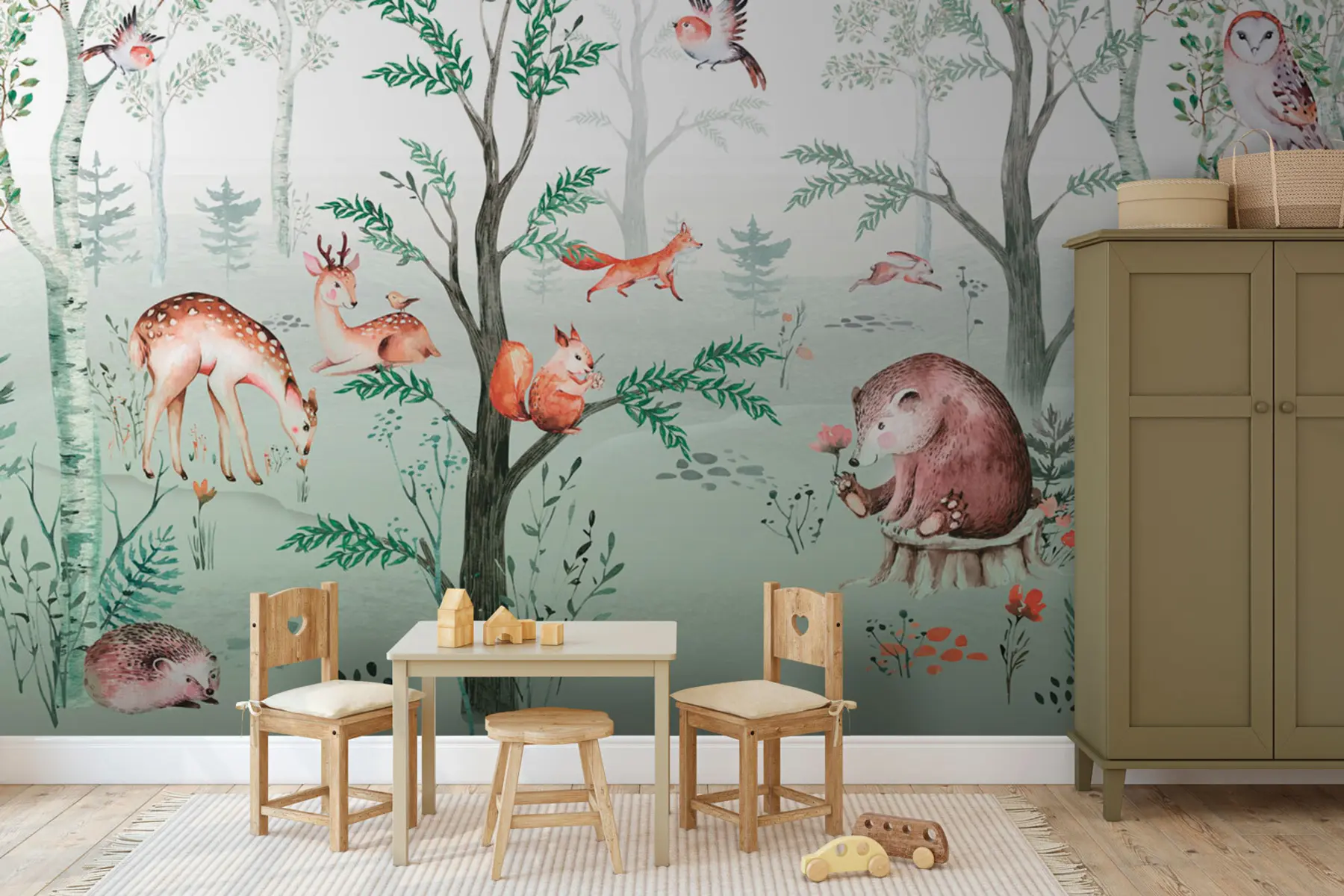 murais de parede Conto de fadas da floresta, animais engraçados u94645