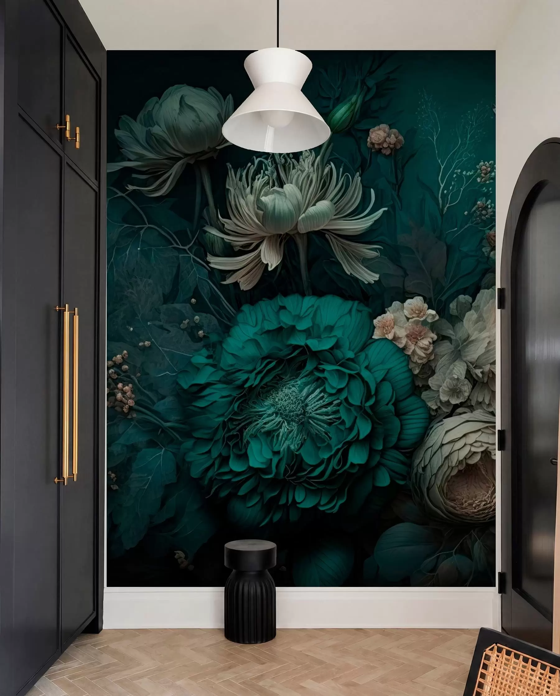 murais de parede Flores sobre verde noturno u75402
