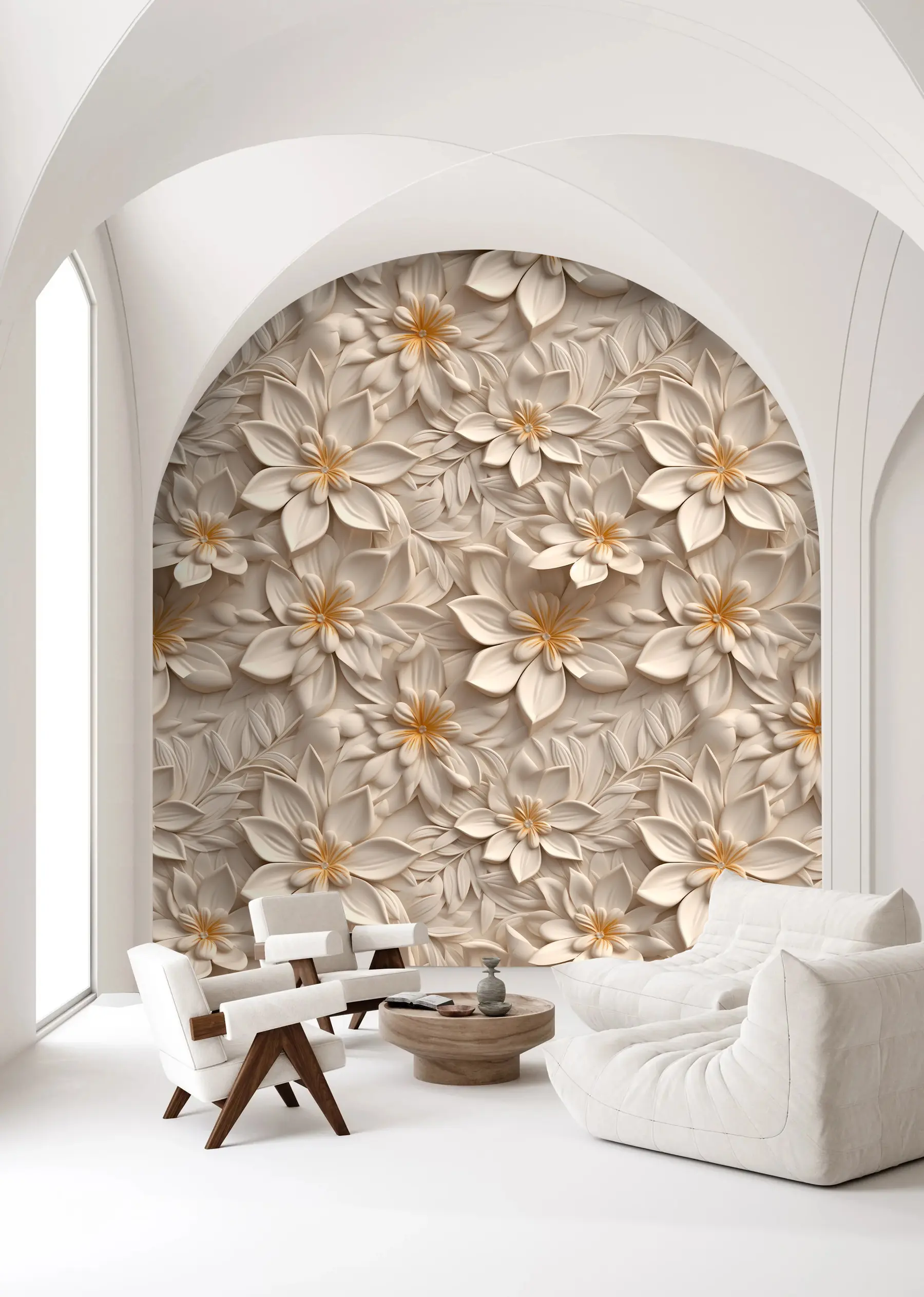 murais de parede Dispersão de flores brancas com efeito 3D u95251