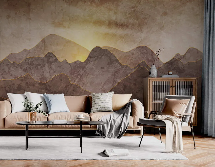 murais de parede Paisagem com picos de montanha u94314