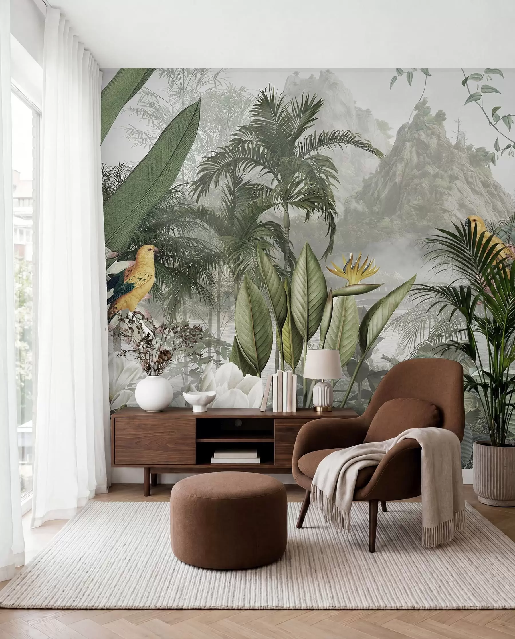 murais de parede Tapeçaria de folhas tropicais u95396