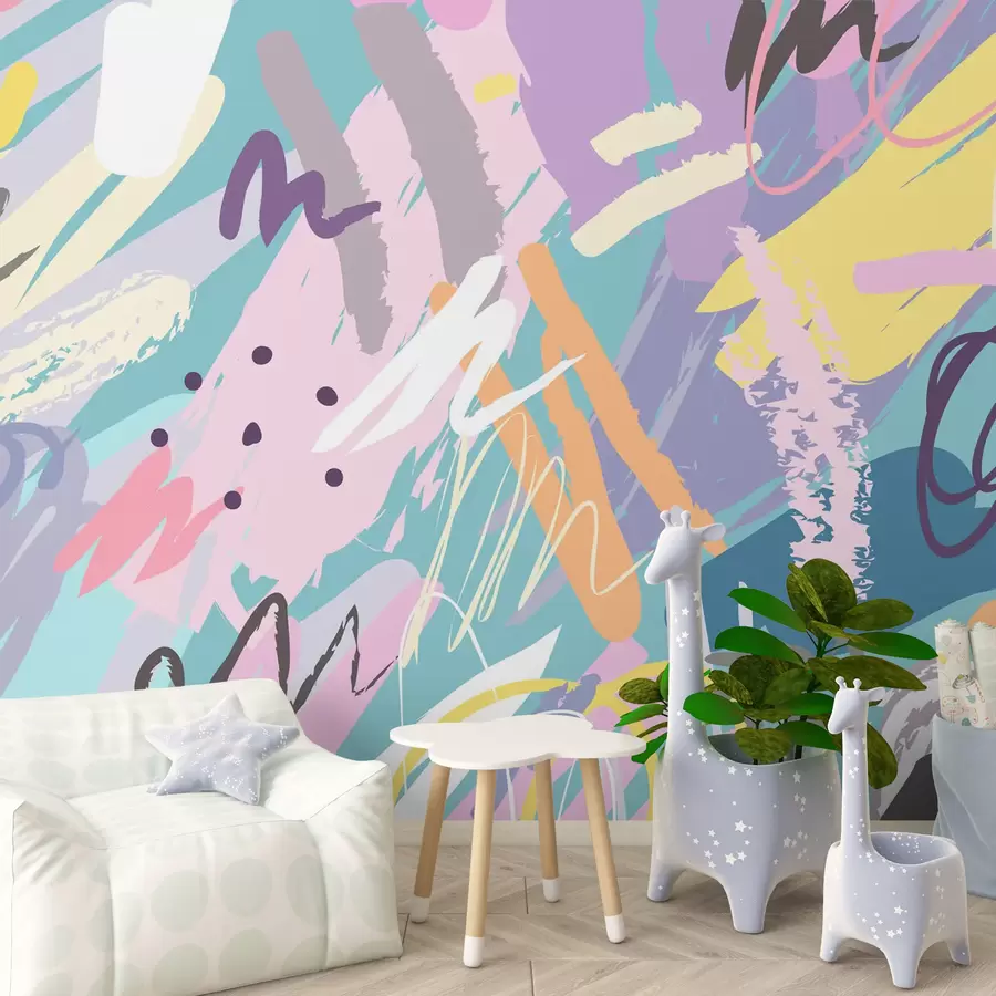 murais de parede Estilo abstrato de traços coloridos u95237