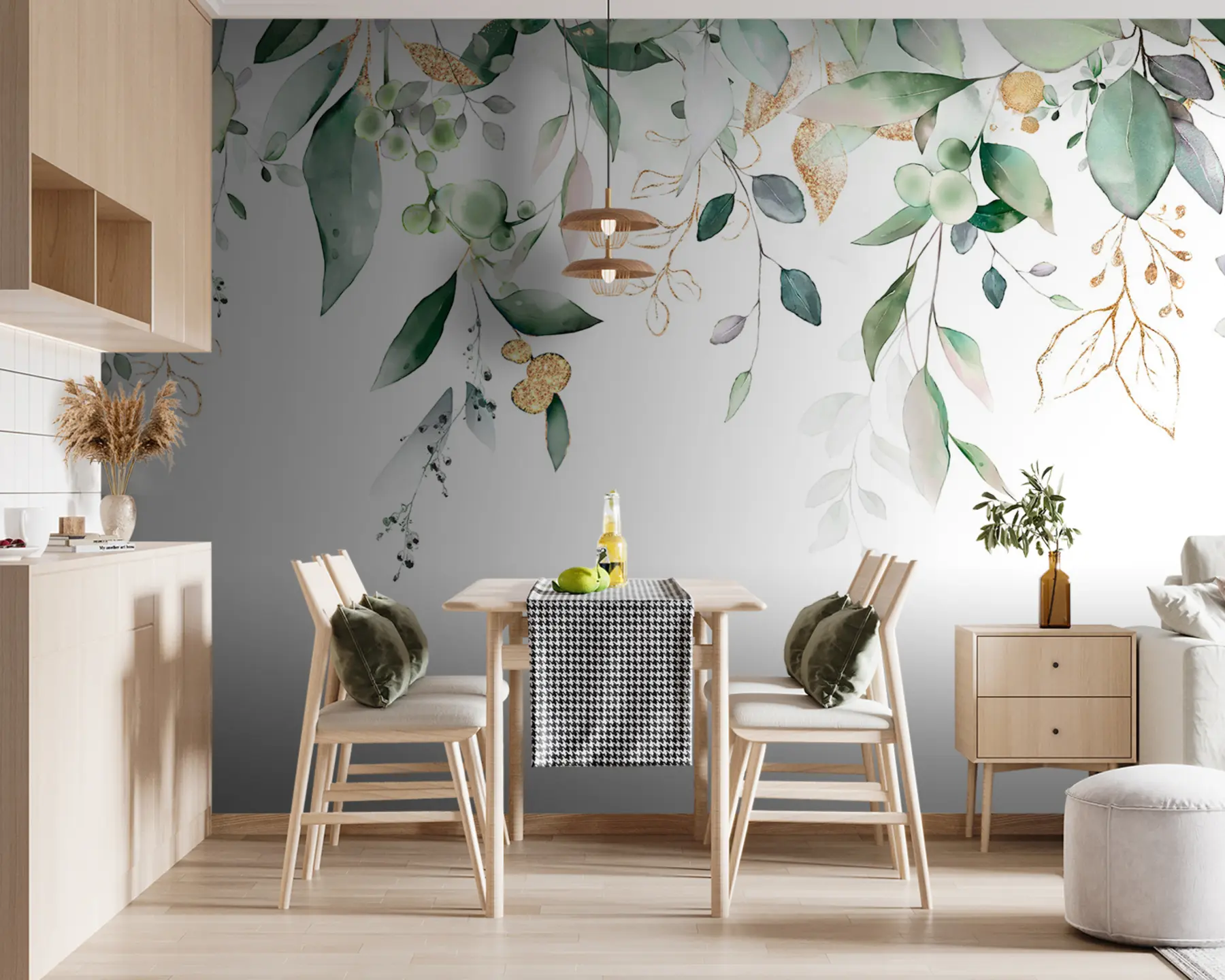 murais de parede Folhas de eucalipto penduradas em um fundo branco u95506