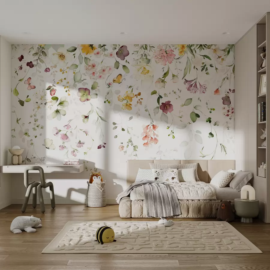 murais de parede Composições de aquarela com flores de jardim u95507