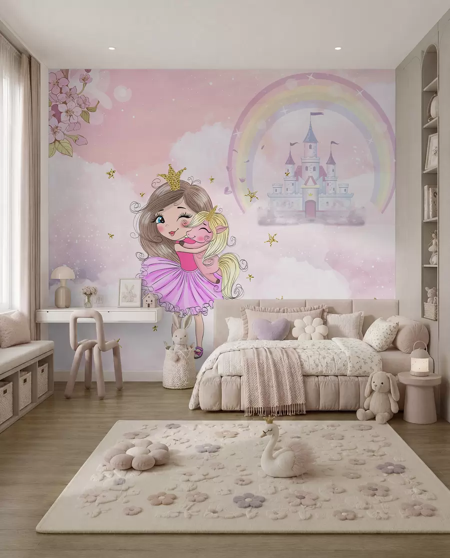 murais de parede A princesa e o seu unicórnio u95401