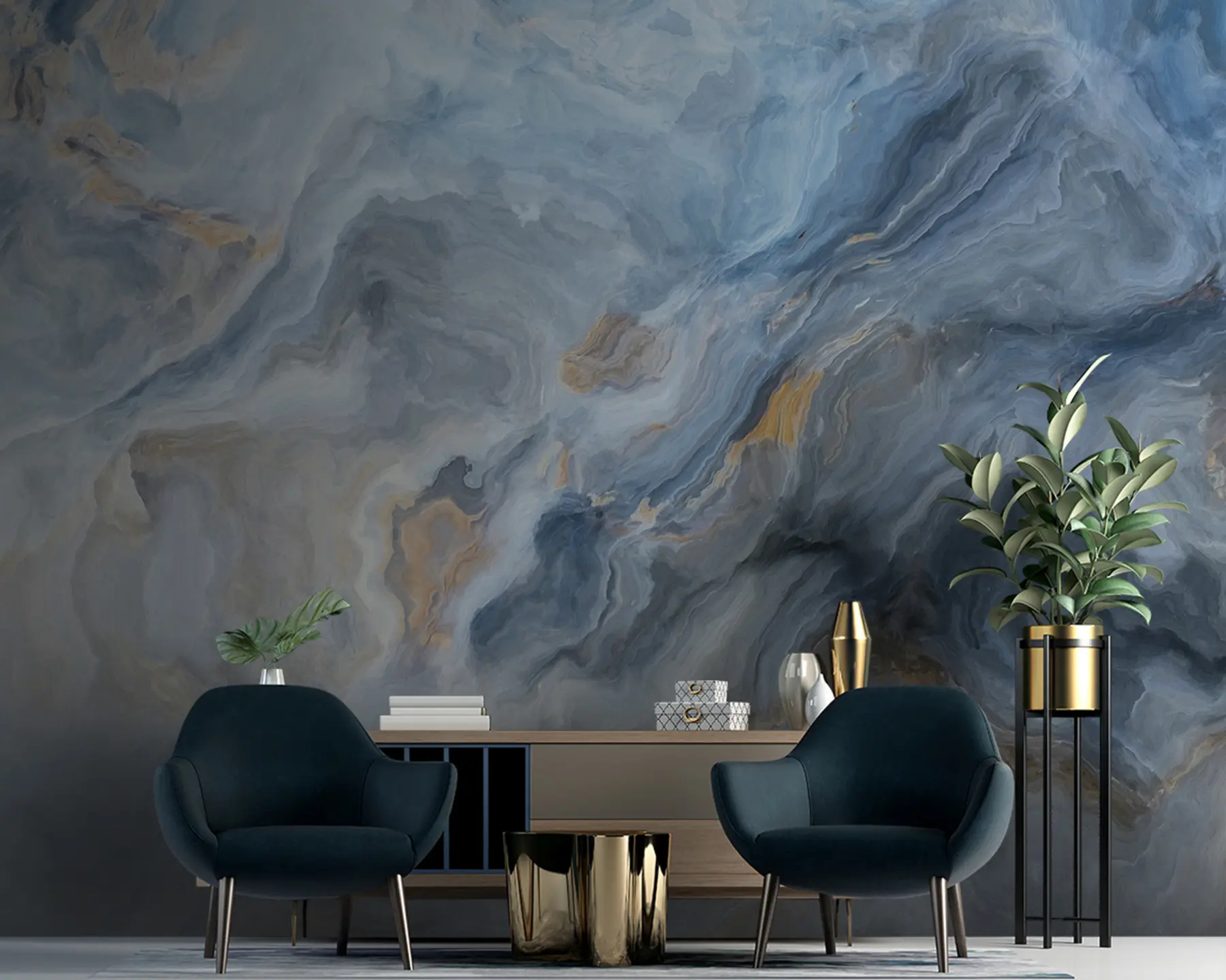 murais de parede mármore azul u95540