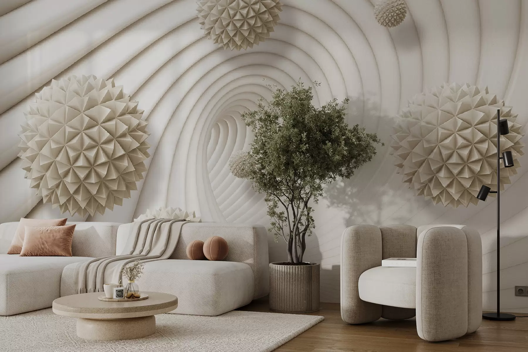 murais de parede bolas gráficas 3D no túnel u95440