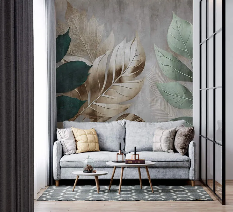 murais de parede Folhas em plano de fundo texturizado u94827