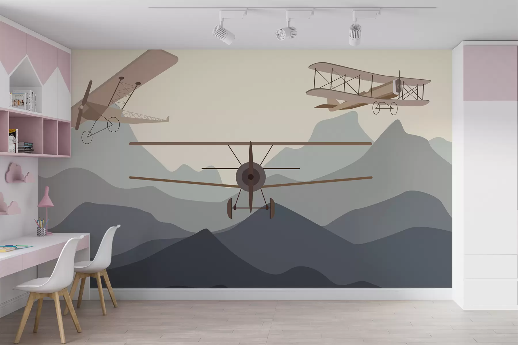 murais de parede Aviões antigos entre as montanhas u95782