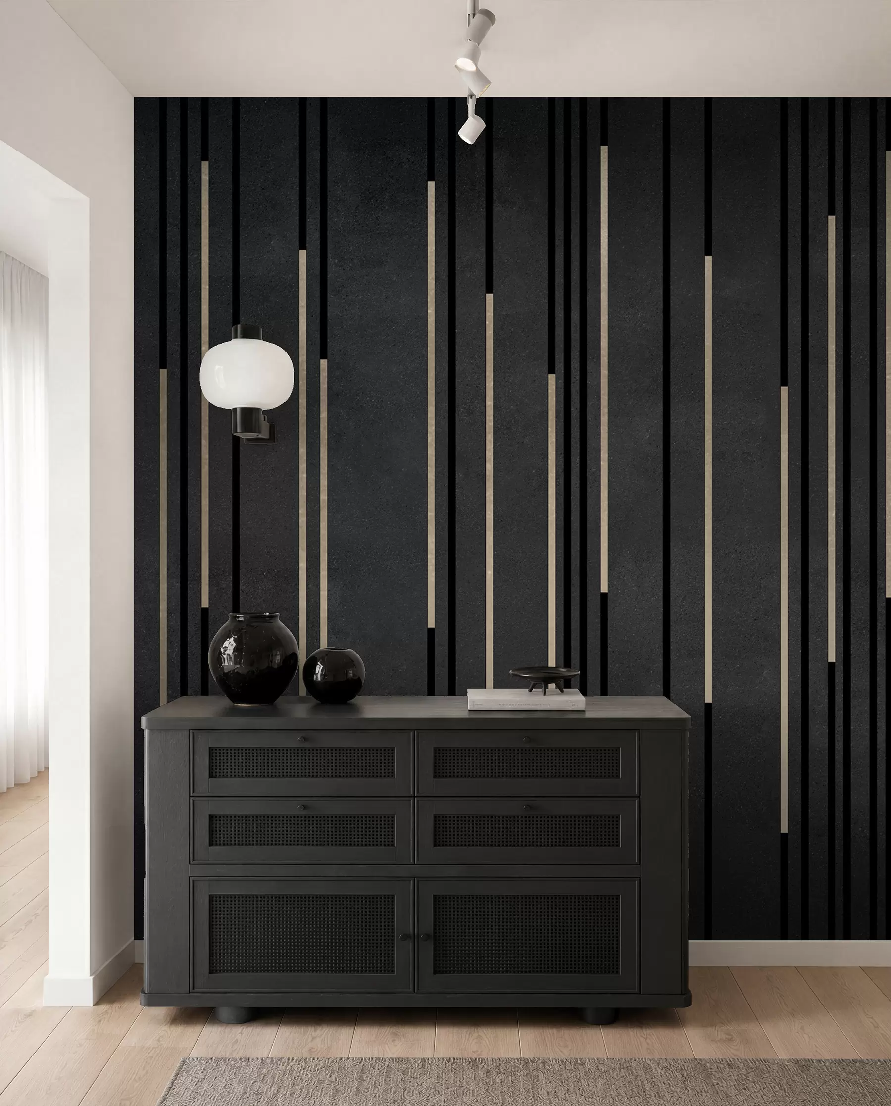 murais de parede Linhas de latão sobre preto u95905