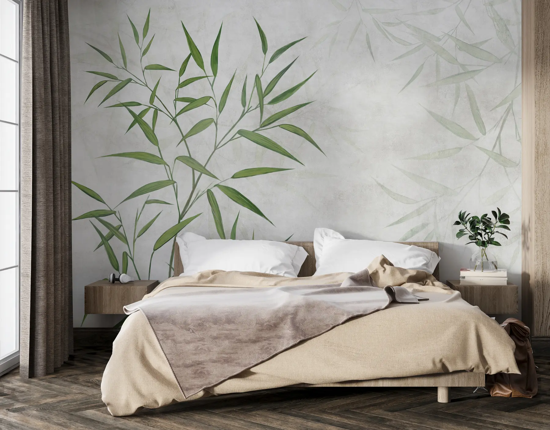 murais de parede folhas de bambu u95921