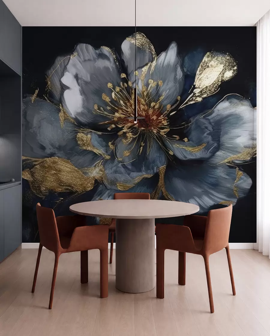 murais de parede Grande flor azul com nervuras u95657